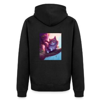 Most likely to take a nap - Valentine Cat - Unisex Premium Organic Zip Hoodie - black - Back - Nico (187cm)