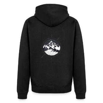 Mountain compass for hikers - Unisex Premium Organic Zip Hoodie - black - Back - Nico (187cm)