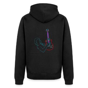 Rainbow guitariste coloré. Guitare électrique. - Veste à capuche bio Premium Unisexe - noir - Dos - Nico (187cm)