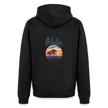Été, plage, vacances, palmier, surf, surf - Veste à capuche bio Premium Unisexe - noir - Dos - Nico (187cm)