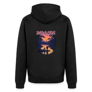 ANGLER DAD AND SON DESIGN I ANGELN I FISCHER - Unisex Premium Bio Zip Hoodie - Schwarz - Hinten - Nico (187cm)