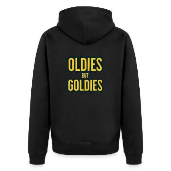Oldies but Goldies - Unisex Premium Organic Zip Hoodie - black - Back - Nico (187cm)