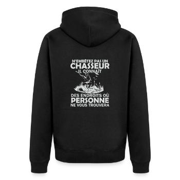 humour chasseur 2 - Veste à capuche bio Premium Unisexe - noir - Dos - Nico (187cm)