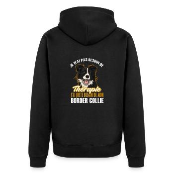 Pas besoin de thérapie juste mon border collie 1 - Veste à capuche bio Premium Unisexe - noir - Dos - Nico (187cm)