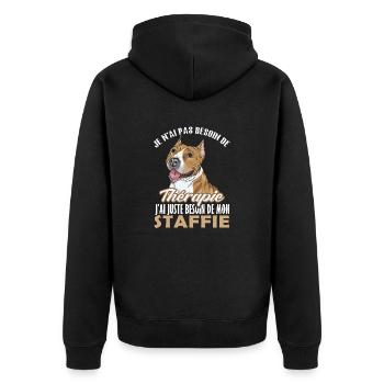 Pas besoin de thérapie juste mon staffie 1 - Veste à capuche bio Premium Unisexe - noir - Dos - Nico (187cm)