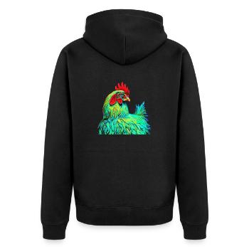 Pop Art Chicken Farm Animals Colorful Nature - Unisex Premium Organic Zip Hoodie - black - Back - Nico (187cm)