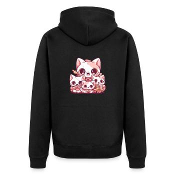 Mother cat and her kittens - Unisex Premium Organic Zip Hoodie - black - Back - Nico (187cm)