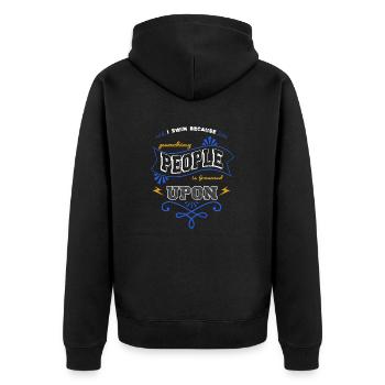 Funny Swim Tshirts Quote Bicycle Swimming Pool - Unisex Premium Organic Zip Hoodie - black - Back - Nico (187cm)