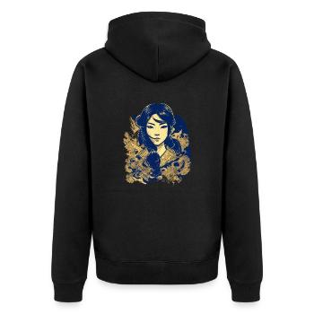 Vietnamese heroine in manga style - Unisex Premium Organic Zip Hoodie - black - Back - Nico (187cm)