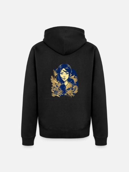 Vietnamese heroine in manga style - Unisex Premium Organic Zip Hoodie - black