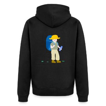 Campingplätze 1 - Unisex Premium Bio Zip Hoodie - Schwarz - Hinten - Nico (187cm)