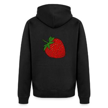Erdbeere - Unisex Premium Bio Zip Hoodie - Schwarz - Hinten - Nico (187cm)