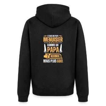 Papa Menuisier très cool - Veste à capuche bio Premium Unisexe - noir - Dos - Nico (187cm)