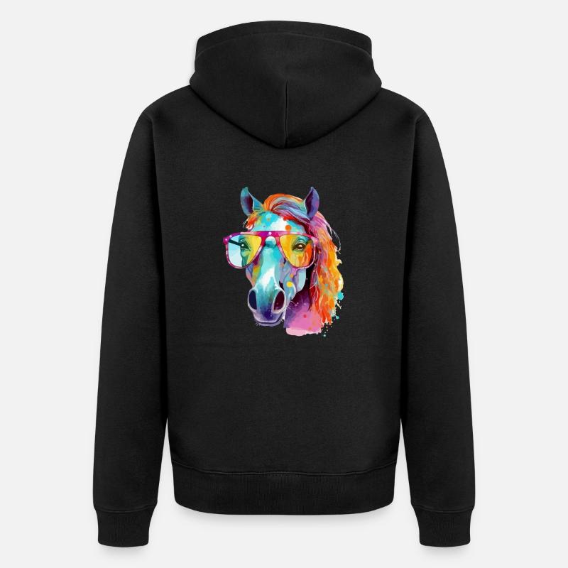 Mana la jument à lunettes - Veste à capuche bio Premium Unisexe - noir