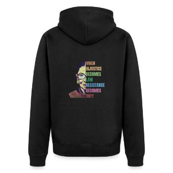 Feminist quotes RBG - Unisex Premium Organic Zip Hoodie - black - Back - Nico (187cm)