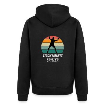 Tischtennisspieler - Unisex Premium Bio Zip Hoodie - Schwarz - Hinten - Nico (187cm)