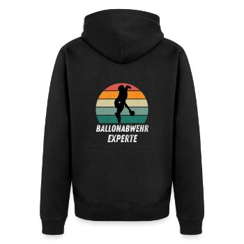 Ballonabwehrexperte - Unisex Premium Bio Zip Hoodie - Schwarz - Hinten - Nico (187cm)