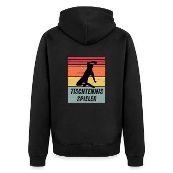 Tischtennisspieler - Unisex Premium Bio Zip Hoodie - Schwarz - Hinten - Nico (187cm)