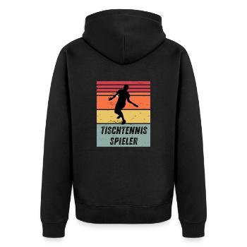 Tischtennisspieler - Unisex Premium Bio Zip Hoodie - Schwarz - Hinten - Nico (187cm)