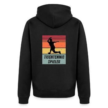 Tischtennisspieler - Unisex Premium Bio Zip Hoodie - Schwarz - Hinten - Nico (187cm)
