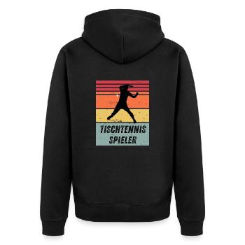 Tischtennisspieler - Unisex Premium Bio Zip Hoodie - Schwarz - Hinten - Nico (187cm)