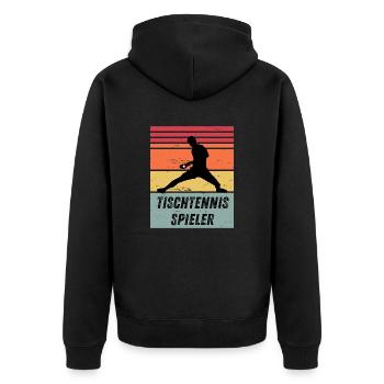 Tischtennisspieler - Unisex Premium Bio Zip Hoodie - Schwarz - Hinten - Nico (187cm)