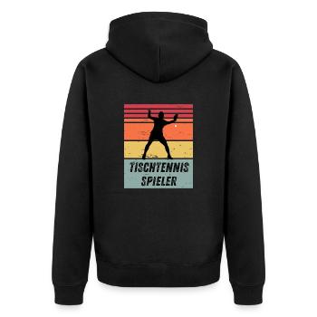 Tischtennisspieler - Unisex Premium Bio Zip Hoodie - Schwarz - Hinten - Nico (187cm)