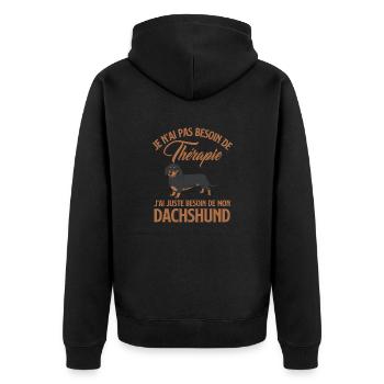 Chien dachshund - Veste à capuche bio Premium Unisexe - noir - Dos - Nico (187cm)