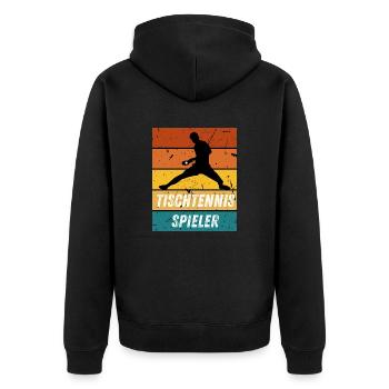 Tischtennisspieler - Unisex Premium Bio Zip Hoodie - Schwarz - Hinten - Nico (187cm)