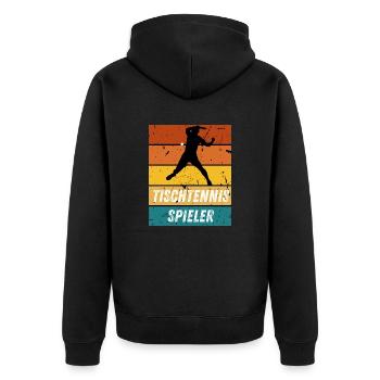 Tischtennisspieler - Unisex Premium Bio Zip Hoodie - Schwarz - Hinten - Nico (187cm)