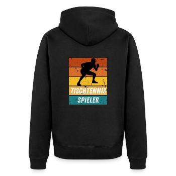 Tischtennisspieler - Unisex Premium Bio Zip Hoodie - Schwarz - Hinten - Nico (187cm)