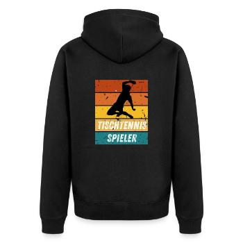 Tischtennisspieler - Unisex Premium Bio Zip Hoodie - Schwarz - Hinten - Nico (187cm)