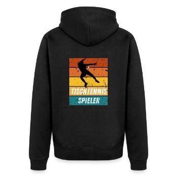 Tischtennisspieler - Unisex Premium Bio Zip Hoodie - Schwarz - Hinten - Nico (187cm)