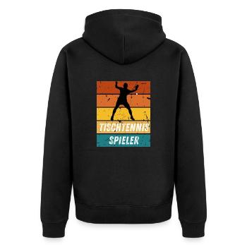 Tischtennisspieler - Unisex Premium Bio Zip Hoodie - Schwarz - Hinten - Nico (187cm)