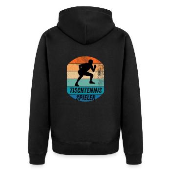 Tischtennisspieler - Unisex Premium Bio Zip Hoodie - Schwarz - Hinten - Nico (187cm)