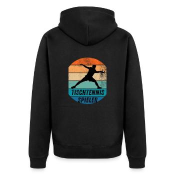 Tischtennisspieler - Unisex Premium Bio Zip Hoodie - Schwarz - Hinten - Nico (187cm)