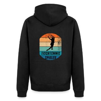 Tischtennisspieler - Unisex Premium Bio Zip Hoodie - Schwarz - Hinten - Nico (187cm)