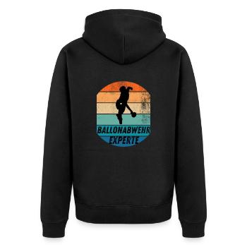 Ballonabwehrexperte - Unisex Premium Bio Zip Hoodie - Schwarz - Hinten - Nico (187cm)