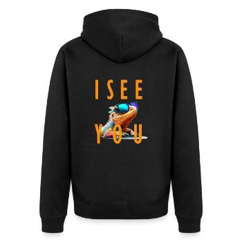 lizard I see you - Unisex Premium Bio Zip Hoodie - Schwarz - Hinten - Nico (187cm)