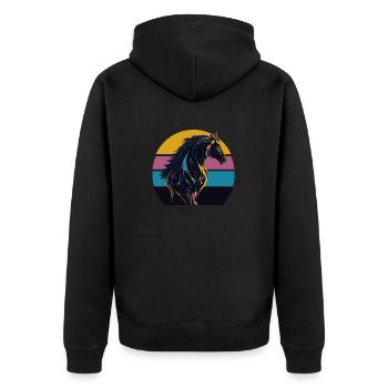 Stallion Horse Sunset - Unisex Premium Organic Zip Hoodie - black - Back - Nico (187cm)