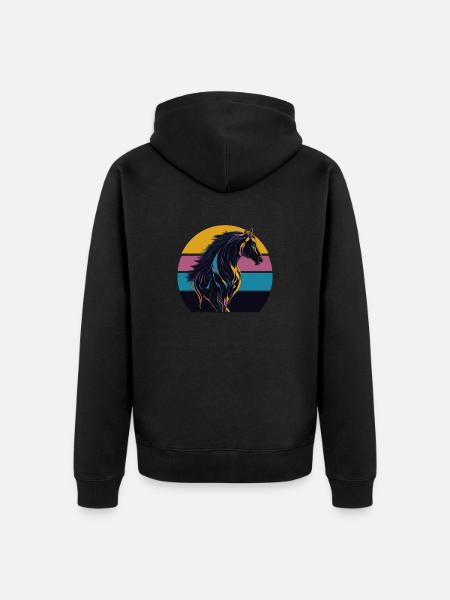 Stallion Horse Sunset - Unisex Premium Organic Zip Hoodie - black