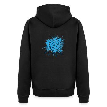 Ballsport - Unisex Premium Bio Zip Hoodie - Schwarz - Hinten - Nico (187cm)