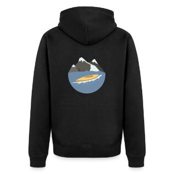 Wassersport - Unisex Premium Bio Zip Hoodie - Schwarz - Hinten - Nico (187cm)