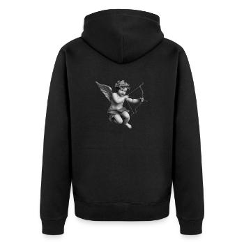 Baby-Statue von Amor - Unisex Premium Bio Zip Hoodie - Schwarz - Hinten - Nico (187cm)