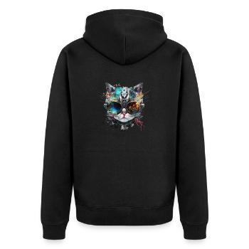 Cyberpunk Cat, Cat's Head, Robot, Cyborg - Unisex Premium Organic Zip Hoodie - black - Back - Nico (187cm)