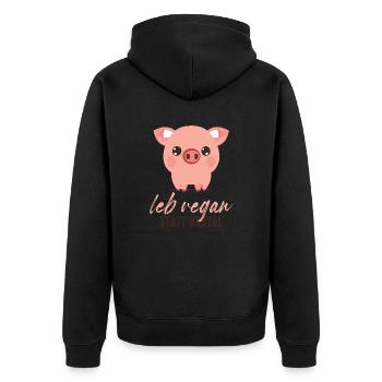 leb vegan statt brutal - Unisex Premium Bio Zip Hoodie - Schwarz - Hinten - Nico (187cm)