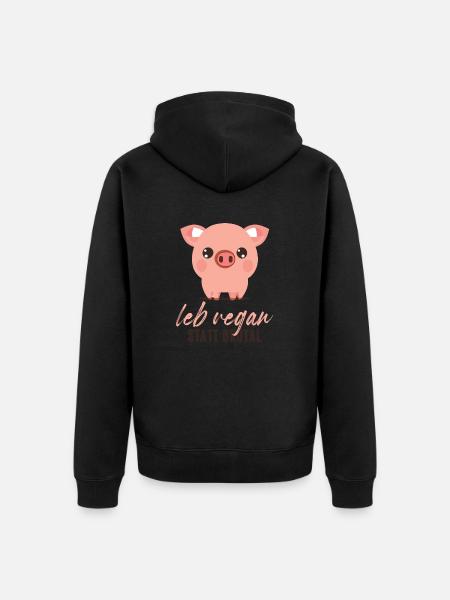 leb vegan statt brutal - Unisex Premium Bio Zip Hoodie - Schwarz