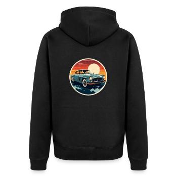 oldtimer Klassik - Unisex Premium Bio Zip Hoodie - Schwarz - Hinten - Nico (187cm)