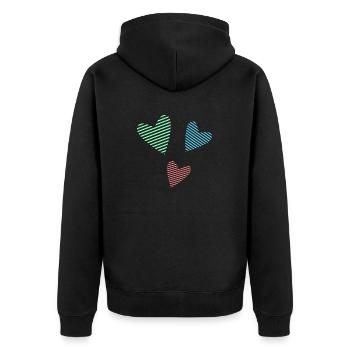 ALLES GUTE ZUM GEBURTSTAG. ALLES GUTE ZUM GEBURTSTAG. JAHRESTAG. - Unisex Premium Bio Zip Hoodie - Schwarz - Hinten - Nico (187cm)