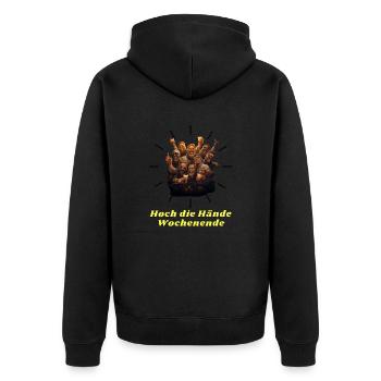 Hoch die Hände Wochenende - Unisex Premium Bio Zip Hoodie - Schwarz - Hinten - Nico (187cm)